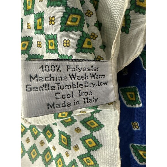 Sarah Coventry Scarf Made in Italy Blue Green Yellow Paisley Floral - Picture 5 of 8